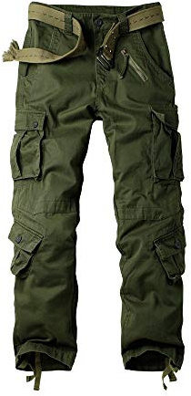 Ochenta Pantalon de travail cargo décontracté en coton pour homme avec 8 poches (sans ceinture)