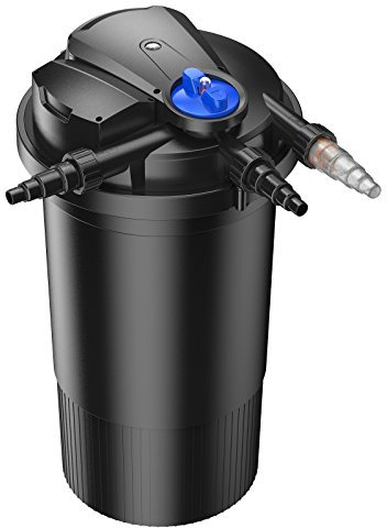 SunSun CPA-15000 Filtre de bassin à pression avec stérilisation UV - 382 x 382 x 713 mm - 18 W/étang 30000 l max. / réservoir - Nettoyage facile - Filtration eau à grand débit