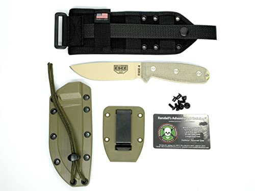 Esee utomhuskniv, 11 cm, grön micarta, tandad, med slida modell 4 delar sågad