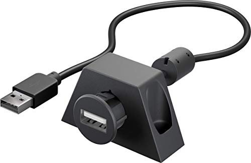 Goobay 95444 Cavo Prolunga USB tipo A 2.0 con Supporto con Supporto Di Montaggio, Nero, 0.60m Lunghezza del Cavo