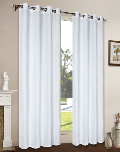 Mikrofaser Vorhang blickdichte Matte unifarbene Gardine, Weiß Ösen, 245x140 Schal. Material aus Microsatin-Gewebe., 204000