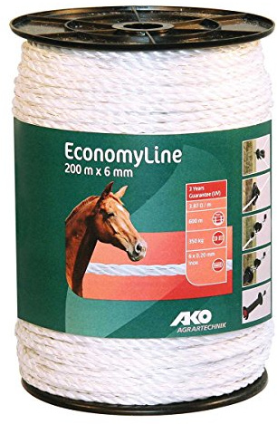 AKO Fencing Elektroseil 8mm,200m,weiß 6X 0.20 NIRO