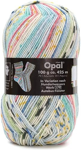 Opal Hundertwasser (425m) 4-fädiges Garn - Wollmischung, zum Stricken warmer Socken mit einzigartigen Farbmustern, 2101, 1 x 100g
