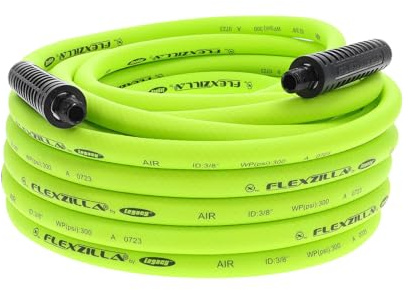 Flexzilla Air Hose, 3/8 in. x 50 ft., 3/8 in. MNPT Fittings, Heavy Duty, Lightweight, Hybrid, ZillaGreen - HFZ3850YW3