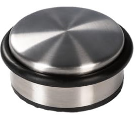 Oxid7® Türstopper Edelstahl matt gebürstet ⌀ 10,3cm, Höhe: 4,5cm | Massiver Türpuffer 1,1 kg auch für schwere Türen | 3 hochwertige Gummiringe als Schutz