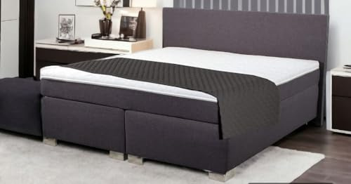 Charlottes Möbelkaufhaus Boxspringbett ROM II 200x200 cm Anthrazit Dunkelgrau inkl. Matratze und Topper Härtegrad wählbar. Liegefläche 2x2 m (200x200 cm, Dunkelgrau Anthrazit Stoff)