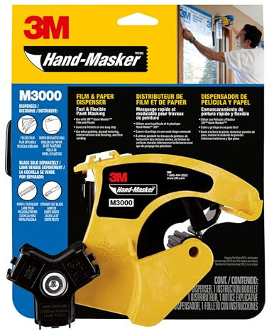 3M Pro Herramienta Hand-Masker M3000 para enmascarar películas y papel, todos los anchos de cinta, 1 dispensador sin cuchilla
