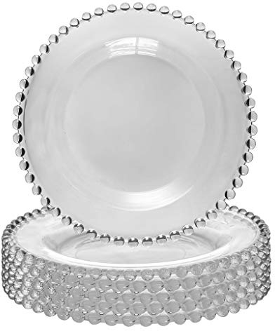 Glass Side Plate Set, 6 Piece, D26.5cm Bella Perle Glass Dining Crockery | Dessert Plate, Hand Wash Only, Bella Perle, Beaded Glass, Vintage Style, Glass Crockery, Tableware