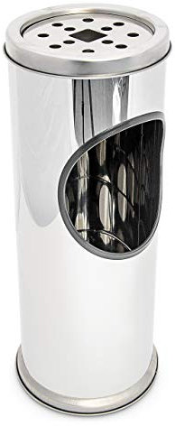 Relaxdays stående askfat rostfritt stål metall askbricka med behållare papperskorg skräp 37 cm hög