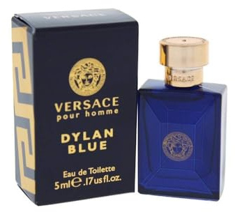 Versace Dylan Blue Homme Mini, eau de toilette classica dallo stile senza tempo, adatta come profumo quotidiano, flacone da 5 ml perfetto per chi desidera una routine di cura semplice e costante adatt