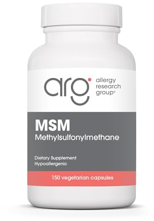 Allergy Research Group MSM Supplement - MSM Powder Capsules for Hair Growth, Methylsulfonylmethane for Healthy Hair, Skin & Nails, 500 mg Per Serving - 150 Vegetarian Capsules
