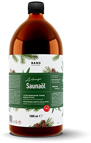 Olio per sauna di Arlberg 1000ml | Olio per infusione di sauna con pino mugo, abete ed eucalipto