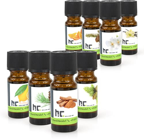 Höfer Chemie Duft Set mit 8 Düften - Zitrone, Kiefer, Zimt, Konifere | Orange, Fichte, Jasmin, Vanille für Duftlampen Diffuser Potpourris Aromatherapie