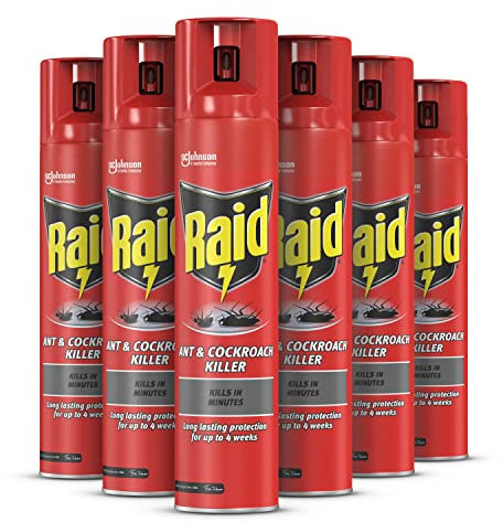Raid Ant & Cockroach Killer, Insect Killer For Indoor Use, Long Lasting Protection for the Home, Pack of 6 (6 x 300ml)