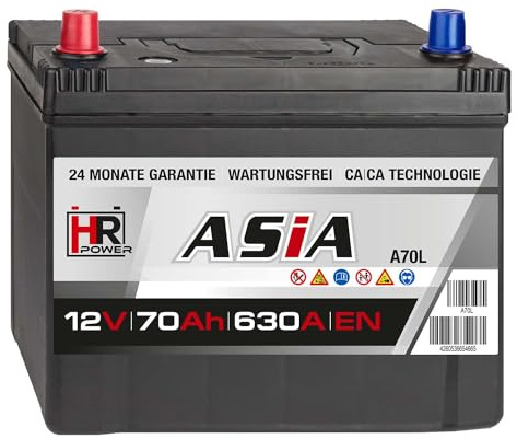 HR ASIA Starterbatterie 12V 70Ah Pluspol Links