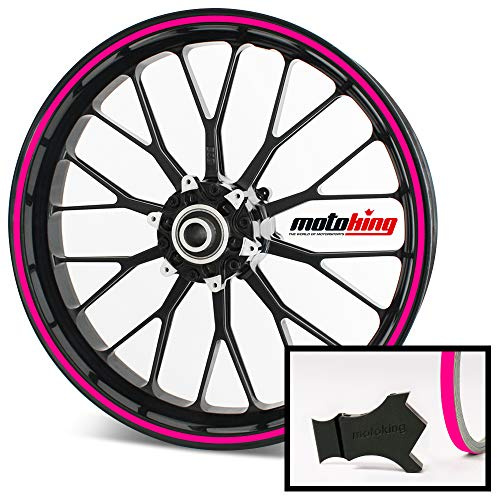 Motoking Felgenrandaufkleber mit Montagetool für Ihr Motorrad in NEON / 6 mm/für 10 bis 25 / Farbe wählbar