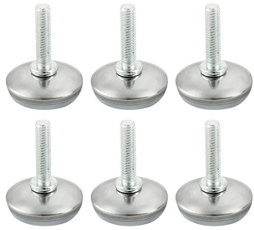 sourcing map 6 Stück Verstellbare Möbelfüße Gewinde Standfüße Möbel Schreibtisch Tisch Gleiten M6 x 25 mm