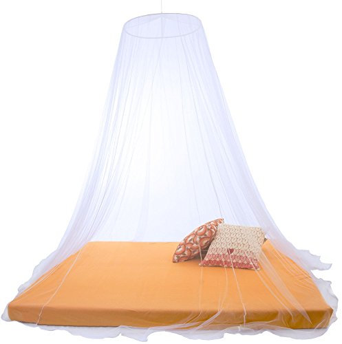Sumkito Moskitonetz XXL Doppelbett weiß Mückennetz rund Bettvorhang rundum geschlossen