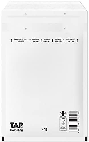 Luftpolstertaschen Nr. 4, 180x265 mm, weiß, 100 Stück Leichte Luftpolster-Versandtasche aus unbeschichtetem FSC®-Papier mit Polsterung aus Polyethylen (PE). Mit Trifix-Verschluss. Nr. 8 - 10 nur als Postpaket verwendbar. Größe 1+2 mit einem Loch