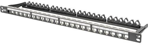 DIGITUS Patch Panel Modular - 24 puertos - 0.5U - 19 Rack - Para módulos Keystone RJ45 - Apantallado - Negro