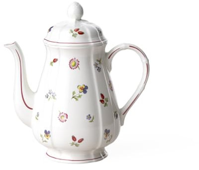Villeroy & Boch Petit Fleur Caffettiera, Bricco di Porcellana Premium con Fini Rilievi e Motivi di Fiori e Frutti, 1.25 l