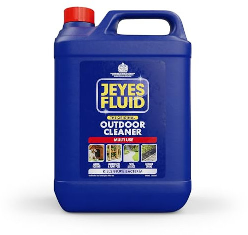 Jeyes Fluid Outdoor Cleaner (5 Litre). Multi Use Disinfectant Liquid - Kills 99.9% Bacteria, Patio Cleaner Fluid for Greenhouses, Paths, Pet Housing - Tackles Dirt, Rust & Limescale - Protects Family