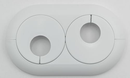 Fränkische Rohrwerke Doppelrosette für Rohraußendurchmesser 18-20 mm mit variablem Lochabstand von 35-58 mm, 1 x Rosette Stück, weiß, 75918800