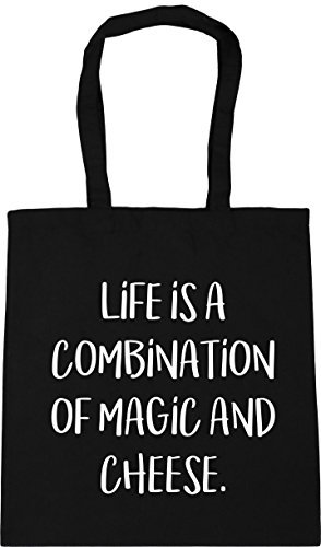 Hippowarehouse Life Is A Combination Of Magic And Cheese Tote Shopping Gym Beach Bag 42cm x38cm, 10 litres