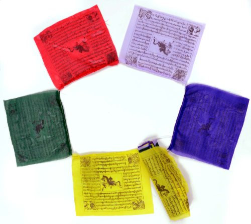 BUDDHAFIGUREN Bandiere di preghiera buddista da 5,5 m di lunghezza, 25 fogli - Ogni bandiera misura 24 x 17 cm