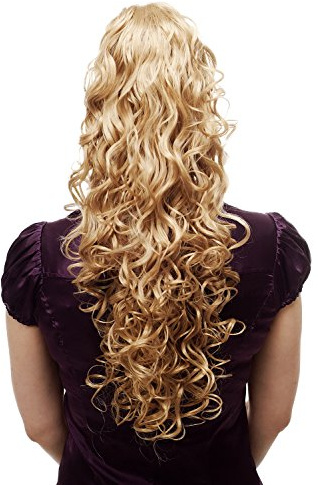 WIG ME UP - N310-24B Voluminös wallendes Haarteil/Zopf/Pferdeschwanz, lockig, sehr lang, ca. 60 cm, Blond