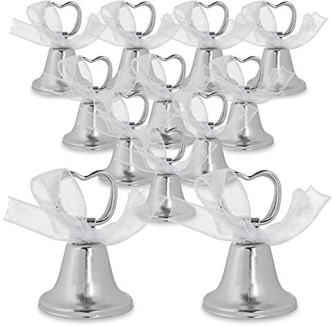 Super Z Outlet Silver Bell Place Card Holders for Table Numbers, Restaurant Menu, Weddings, Party Decoration (12 Pack)