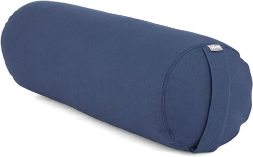 Bodhi Coussin Bolster de Yoga Basic env. 65 x 23 cm, Coton Robuste, Housse Amovible, Lavable à 30°C, Passant pour Le Transport, Remplissage et Couleur au Choix (Bleu, cosses d'épeautre)