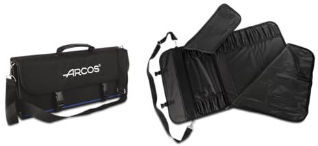 ARCOS Bolsa para 17 Cuchillos de Cocina en Poliester. Bolsa Portacuchillos con Asa y Correa para Organizar y Transportar Utensilios de Cocina. 730 x 510 Mm. Color Negro