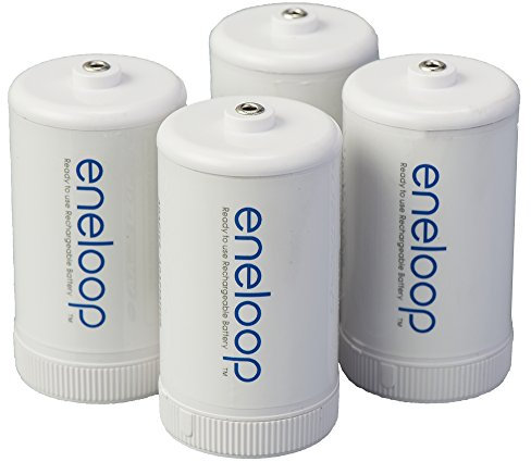 eneloop Panasonic BQ-BS1E4SA D Size-Battery Use With Ni-MH-Rechargeable AA-Battery Cells-Adapters, 4 Pack