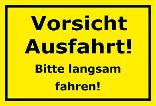 Melis-Folienwerkstatt Schild - Vorsicht Ausfahrt - 30x20cm | Bohrlöcher | 3mm Aluverbund – S00065-100-C -20 VAR