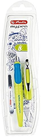 Herlitz, Schulfüllhalter (inkl. Patrone) -Für Linkshänder (lemon/blau, Linkshänder)