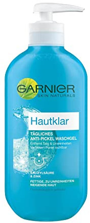 Garnier Hautklar Gesichtsreinigung für unreine Haut, Porenverfeinernd, Mit Salizylsäure und Zink, Tägliches Anti-Pickel Waschgel für das Gesicht, 1 x 200ml