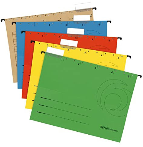 Herlitz 5874656 Hängemappe A4 UniReg farbig sortiert 5er Kraftkarton, 230 g/qm (Hängemappe | 5er Set, sortiert)