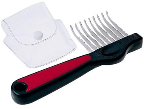 Ferplast Hundeknoten-Trimmerkamm, entfernt Knoten und Verfilzungen, ideal für mittellanges Haar, Stahlklingen mit Etui