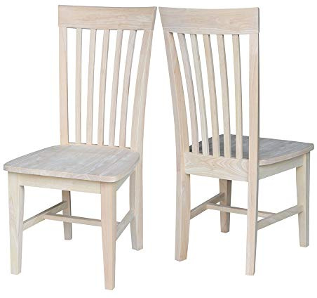 Set of 2 Tall Mission Dining Chairs Solid Parawood, Upgrade Your Dining Experience, Stain or Paint in Any Color, Sturdy and Long-Lasting, 18.1W x 22.05D x 40.16H, Unfinished