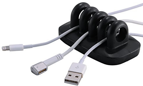 Cable Clip Holder Weighted Desktop Cord Management Fixture (Black)