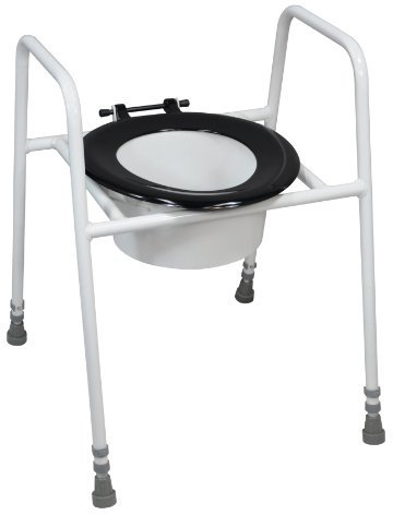 Aidapt Height Adjustable Free Standing Raised Over Toilet Seat with Arm Support, Splash Guard, Easy Wipe Clean and Slip Resistant Feet Already Assembled Aid