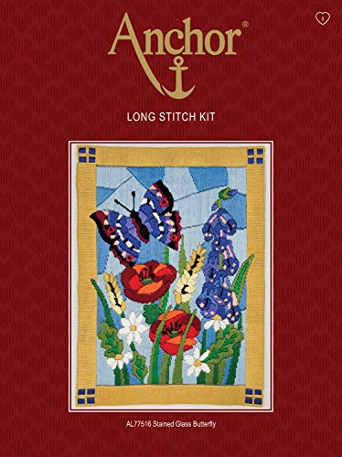 ANCHOR Kit de Broderie à Point Lance Stained Glass Butterfly Multicolore