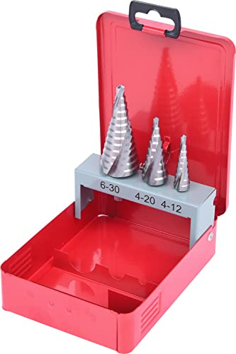 KS Tools 330.2403 HSS Stufenbohrer-Satz, Stahlblechkassette 3-tlg.