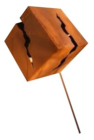 Gartendekoshop24 - Gartenstab mit Würfel, Figur. Dekorativer Stecker mit Würfel 20x20 cm, handgefertigt, für draußen, aus Edelrost. Geschenkidee.
