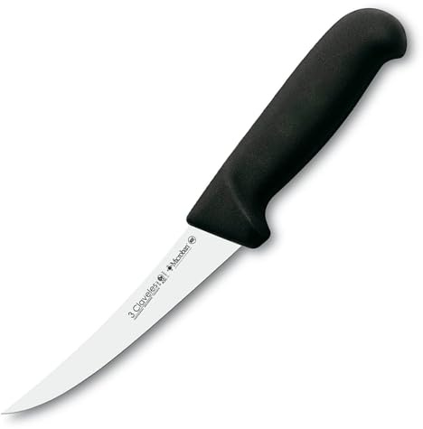 3 Claveles 8183 - Cuchillo deshuesar Semi-Flexible Curvo Proflex Acero Inoxidable Negro 13 cm