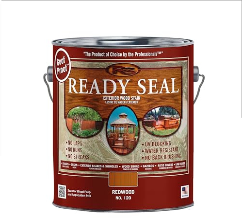 Ready Seal Stain and Sealer 120 Redwood - UV Resistant, Exterior Wood Stain Sealer - 1 Gallon