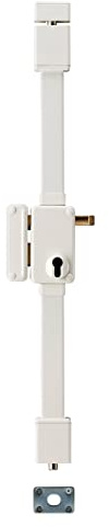 THIRARD - Boitier de Serrure en Applique Beluga à Tirage - Pour Porte d'Entrée - Gauche - 3 Points - Axe 45 mm - Blanc - Acier - Mécanisme 8 Goupilles - Poignée Double