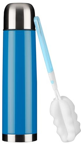 GRÄWE Thermoflaschen Set, 2-teilig, Edelstahl Trinkflasche, Outdoor Thermoskanne, Isolierflasche für unterwegs, Becher und Drehverschluss, Auslaufsicher für Tee & Kaffee, Spülmaschinengeeignet, Blau