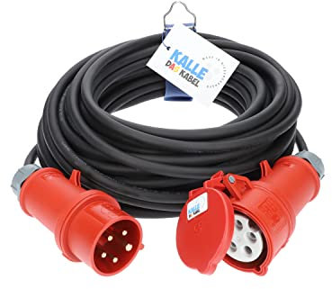 KALLE DAS KABEL CEE-Verlängerungskabel Gummi H07RN-F 5G 2,5mm² 400V 16 A mit Phasenwender 40 Meter